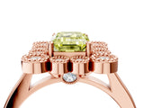 Rose gold Fancy Yellow Emerald  Halo Diamond Cluster Engagement Ring with Milgrain Bezel Setting and Solitaire Band_31