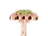 Rose gold Fancy Yellow Emerald  Halo Diamond Cluster Engagement Ring with Milgrain Bezel Setting and Solitaire Band_32