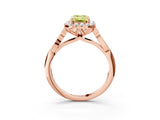 Rose gold Fancy Yellow Emerald  Halo Diamond Engagement Ring with Filigree Band and Four-Prong Setting_84