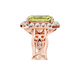 Rose gold Fancy Yellow Emerald  Halo Diamond Engagement Ring with Filigree Band and Four-Prong Setting_86