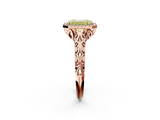 Rose gold Fancy Yellow Emerald  Halo Diamond Engagement Ring with Intricate Filigree Band and Four-Prong Setting_39
