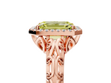 Rose gold Fancy Yellow Emerald  Halo Diamond Engagement Ring with Intricate Filigree Band and Four-Prong Setting_42