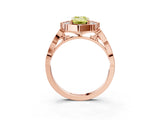 Rose gold Fancy Yellow Emerald  Halo Diamond Engagement Ring with Milgrain Band and Four-Prong Setting_39