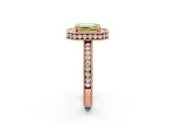 Rose gold Fancy Yellow Emerald  Halo Diamond Engagement Ring with Milgrain Pave Band and Four-Prong Setting_101