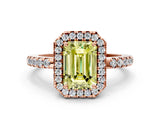 Rose gold Fancy Yellow Emerald  Halo Diamond Engagement Ring with Pavé Band and Four-Prong Setting_87