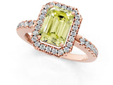 Rose gold Fancy Yellow Emerald  Halo Diamond Engagement Ring with Pavé Band and Four-Prong Setting_88