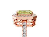 Rose gold Fancy Yellow Emerald  Halo Diamond Engagement Ring with Pavé Band and Four-Prong Setting_92