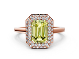 Rose gold Fancy Yellow Emerald  Halo Diamond Engagement Ring with Solitaire Band and Four-Prong Setting_19