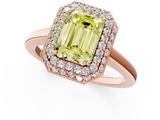 Rose gold Fancy Yellow Emerald  Halo Diamond Engagement Ring with Solitaire Band and Four-Prong Setting_20