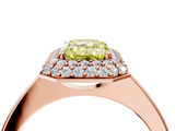 Rose gold Fancy Yellow Emerald  Halo Diamond Engagement Ring with Solitaire Band and Four-Prong Setting_23