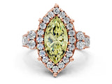 Rose gold Fancy Yellow Emerald  Halo Diamond Engagement Ring with Split Shank and Four-Prong Setting_40