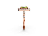 Rose gold Fancy Yellow Emerald  Halo Diamond Engagement Ring with Twisted Band and Four-Prong Setting 3
