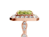 Rose gold Fancy Yellow Emerald  Halo Diamond Engagement Ring with Twisted Band and Four-Prong Setting