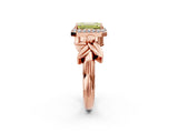 Rose gold Fancy Yellow Emerald  Halo Diamond Floral Band with Four-Prong Setting_57
