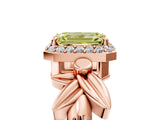 Rose gold Fancy Yellow Emerald  Halo Diamond Floral Band with Four-Prong Setting_60