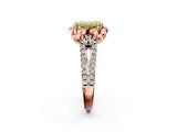 Rose gold Fancy Yellow Emerald  Halo Diamond Floral Split Shank Engagement Ring 3