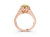 Rose gold Fancy Yellow Emerald  Halo Diamond Floral Split Shank Engagement Ring 4