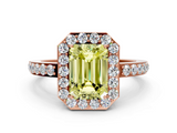 Rose gold Fancy Yellow Emerald  Halo Diamond Pavé Band Ring with Prong Setting_20