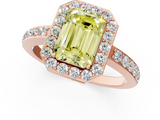 Rose gold Fancy Yellow Emerald  Halo Diamond Pavé Band Ring with Prong Setting_21