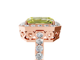 Rose gold Fancy Yellow Emerald  Halo Diamond Pavé Band Ring with Prong Setting_25