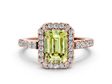 Rose gold Fancy Yellow Emerald  Halo Diamond Pavé Solitaire Ring_33