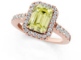 Rose gold Fancy Yellow Emerald  Halo Diamond Pavé Solitaire Ring_34