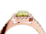 Rose gold Fancy Yellow Emerald  Halo Diamond Pavé Solitaire Ring_37