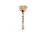 Rose gold Fancy Yellow Emerald  Halo Diamond Pave Band Ring with Four-Prong Setting_17