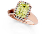 Rose gold Fancy Yellow Emerald  Halo Diamond Ring with Cathedral Band and Four-Prong Setting_50