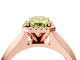 Rose gold Fancy Yellow Emerald  Halo Diamond Ring with Cathedral Band and Four-Prong Setting_53
