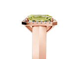 Rose gold Fancy Yellow Emerald  Halo Diamond Ring with Cathedral Band and Four-Prong Setting_54