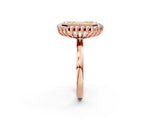 Rose gold Fancy Yellow Emerald  Halo Diamond Ring with Milgrain Edge and Round Prong Setting_28