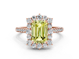 Rose gold Fancy Yellow Emerald  Halo Diamond Ring with Pavé Band and Prong Setting_20