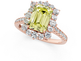 Rose gold Fancy Yellow Emerald  Halo Diamond Ring with Pavé Band and Prong Setting_21