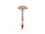 Rose gold Fancy Yellow Emerald  Halo Diamond Ring with Pavé Band and Prong Setting_22