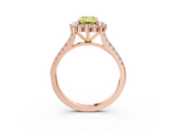 Rose gold Fancy Yellow Emerald  Halo Diamond Ring with Pavé Band and Prong Setting_23