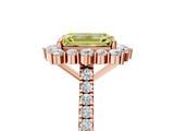 Rose gold Fancy Yellow Emerald  Halo Diamond Ring with Pavé Band and Prong Setting_25