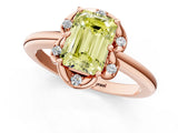 Rose gold Fancy Yellow Emerald  Halo Diamond Ring with Round Cluster Setting, Solitaire Band, and Four-Prong Setting_50