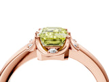 Rose gold Fancy Yellow Emerald  Halo Diamond Ring with Round Cluster Setting, Solitaire Band, and Four-Prong Setting_53