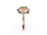 Rose gold Fancy Yellow Emerald  Halo Diamond Ring with Split Shank and Four-Prong Setting_53