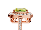 Rose gold Fancy Yellow Emerald  Halo Diamond Ring with Split Shank and Four-Prong Setting_56
