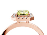Rose gold Fancy Yellow Emerald  Halo Diamond Solitaire with Pavé Band and Four-Prong Setting_96