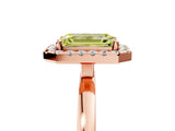 Rose gold Fancy Yellow Emerald  Halo Diamond Solitaire with Pavé Band and Four-Prong Setting_97