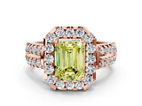 Rose gold Fancy Yellow Emerald  Halo Diamond Split Shank Engagement Ring with Prong Setting_39