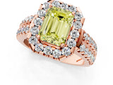 Rose gold Fancy Yellow Emerald  Halo Diamond Split Shank Engagement Ring with Prong Setting_40