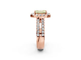 Rose gold Fancy Yellow Emerald  Halo Diamond Split Shank Engagement Ring with Prong Setting_41