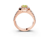 Rose gold Fancy Yellow Emerald  Halo Diamond Split Shank Engagement Ring with Prong Setting_42