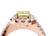 Rose gold Fancy Yellow Emerald  Halo Diamond Split Shank Engagement Ring with Prong Setting_43
