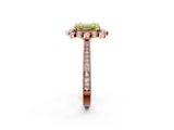 Rose gold Fancy Yellow Emerald  Halo Milgrain Pave Diamond Ring with Four-Prong Setting 3