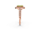 Rose gold Fancy Yellow Emerald  Halo Milgrain Solitaire with Bezel Set Side Stones and Pave Band_34